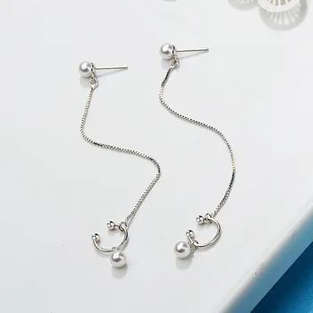 1 bucata pearl Ureche Bantă Clip Lanț Tassel Clip Pe Cercei pentru femeile de Culoare Argintie Coreea Bijuterii Noi Earcuff 202