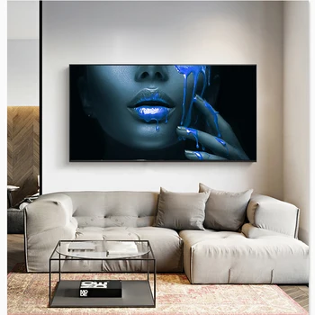 1 Bucăți Mari de Perete de Arta Imaginile Pentru Camera de zi Femei se Confruntă Cu Aur Lichid Decor Acasă Postere HD Printuri Panza Picturi