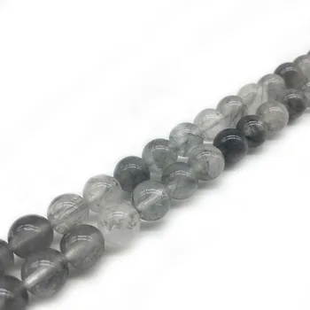 1 Fir de Rutilated Cuarț Margele Naturale Cristal Negru Margele Spacer DIY Bijuterii de Luare 4 6 8 10 12 mm Fir Margele Vrac Material