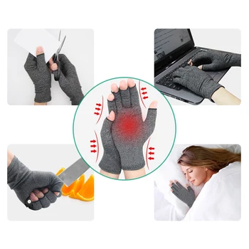 1 Pereche De Compresie Artrita Mănuși Premium Artritice Joint Pain Relief Mână Mănuși De Terapie Degetele Deschise De Compresie Mănuși