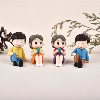 1 Set Drăguț Iubitorii De Cuplu Cu Scaun Figurine Miniaturi Rasina De Artizanat Fairy Garden Gnome Moss Terarii Zână Grădină Consumabile