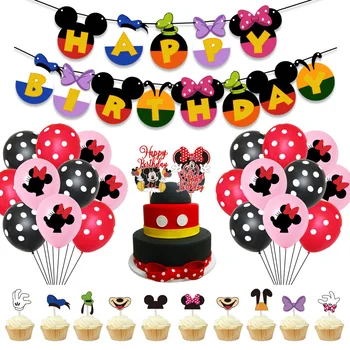 1 set Mickey Minnie Tema balon Latex petrecere de Aniversare set de Decorare Copil în vârstă de un an decor petrecere Copii Polka dot balon