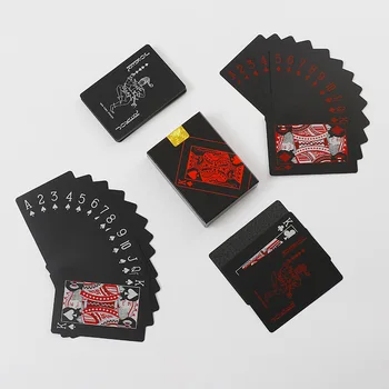 1 Set PVC Poker Carti de Joc din Plastic rezistent la apa Negru Seturi de Cărți de Poker Clasic Trucuri de Magie Instrument Petrecere de Familie Jocuri Distractive