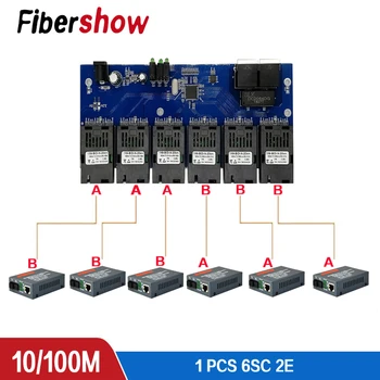 10/100M Fast Ethernet Converter 20KM Ethernet Fiber Optic Media Converter Modul Single 2*RJ45 și 6*SC Port de fibra PCBA