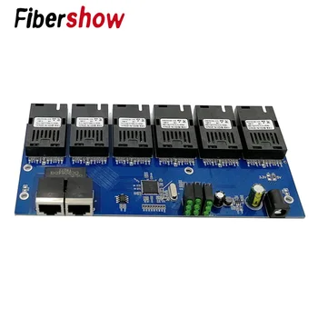 10/100M Fast Ethernet Converter 20KM Ethernet Fiber Optic Media Converter Modul Single 2*RJ45 și 6*SC Port de fibra PCBA