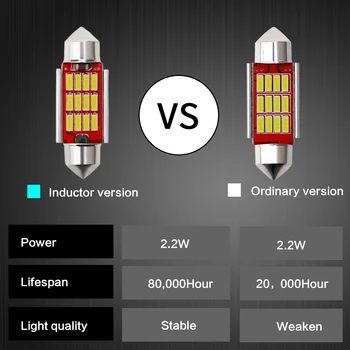 10 buc 4014smd LED-uri de înaltă luminos nici o eroare ghirlandă cu led-uri auto bec c5w c10w 31 36 39 41mm 6000k alb 12V dc de înmatriculare plafoniera