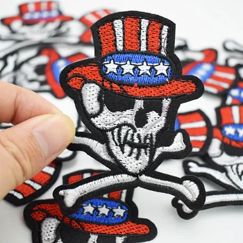 10 buc craniu în pălărie patch-uri punk insigna pentru îmbrăcăminte de fier, patch-uri brodate fier pe patch-uri de accesorii de cusut pentru haine DIY