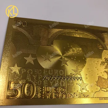 10 buc/lot Colorate 50 Euro Folie de Aur a Bancnotelor Euro în Bancnote False de Colectare de Bani pentru Acasă Decorare Cadou