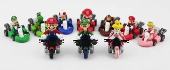 10 Buc/ set Anime Figura Super Bros Kart Trage Înapoi Mașina Drăguț PVC figurina Papusa de Colectie Model de Jucărie pentru Copii Pentru Copii
