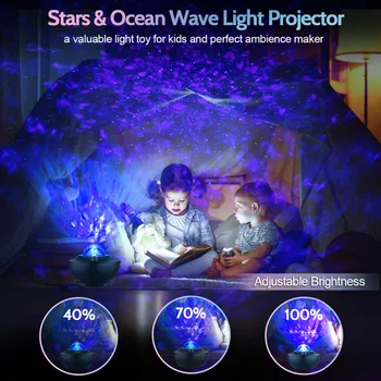 10 Culori Galaxy Star Cer Lumini Proiector LED Lumina de Noapte Atmosferă cu Muzică Bluetooth Speaker pentru Petrecere Copii, Cameră de