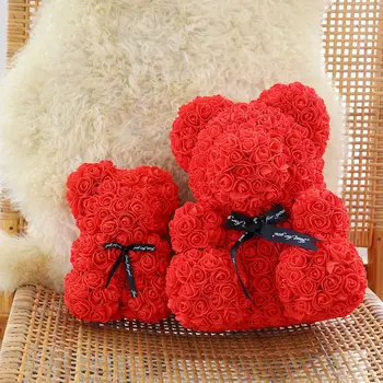 10 Inch /15.7 inch Rose Urs Realizate manual Crescut Ursuleț de pluș Urs din Flori Cadou Pentru Ziua Îndrăgostiților Urs din Flori