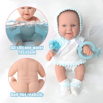 10 inch simulare bebe renăscut silicon 26CM nou-născut impermeabil Realist agent papusa biberon Parte Rattle set de educație pentru jucării