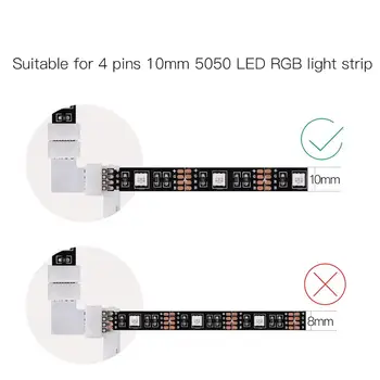 10 mm 4 Pin în Formă de L de Led-uri Rgb Conector Pentru Conectarea Colț în Unghi Drept 5050 RGB LED Strip Lumină în Formă de L LED Conector