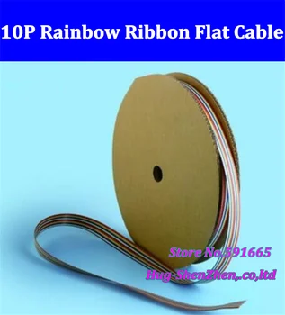 10 MOD de Plat de Culoare Curcubeu Panglică Cablu plat sârmă 10P cablu panglică 1.27 MM pas de 2.54 mm pas FC conector 61meter