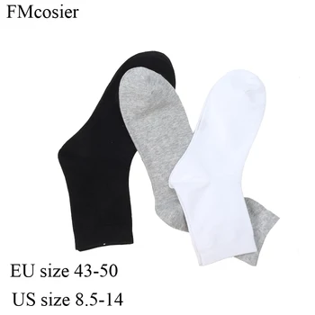 10 Perechi de Moda de Înaltă Calitate pentru Bărbați Bumbac Plus dimensiune Sosete pentru Barbati Rochie Sox Socken Meia Calcetines Alb-Negru 45 46 48 50