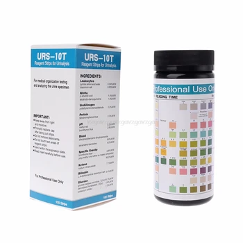100 Benzi URS-10T Sumar de urina Reactiv Fâșii de 10 Parametri Test de Urină Benzi Leucocite/Nitrit/Bilirubina/Proteine/pH/Sânge etc.