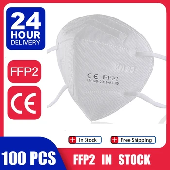 100 Bucată FFP2 Mascarillas KN95 Masti Faciale Adulți 5 Straturi Filtru Masca de Filtrare Gura Măști de Praf Respirat Masca