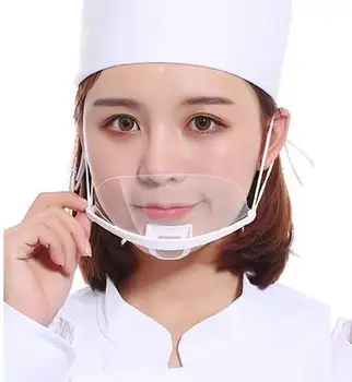 100 de bucăți de mască transparentă de catering bucătar special alimente anti-ceață hotel din plastic bucatarie restaurant zâmbet