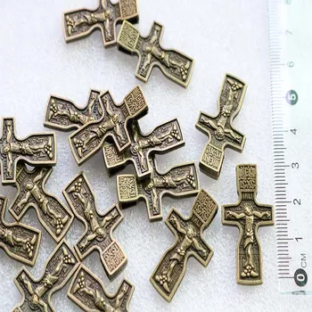 100 de bucăți, Isus Hristos bronz cruce religioase cruce Ortodoxă, pandantiv brățară accesorii bijuterii