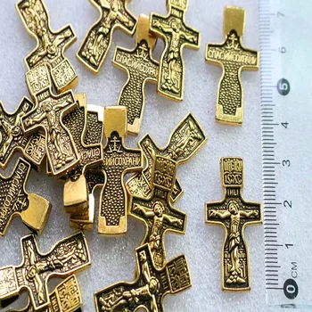 100 de bucăți, Isus Hristos bronz cruce religioase cruce Ortodoxă, pandantiv brățară accesorii bijuterii