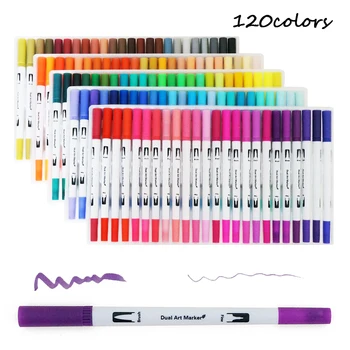 100 de Culori Arta Markeri Dual Sfaturi de Colorat Perie Fină linie de Culoare de Apă Marker Școală de Artă pentru Desen Carte de Colorat