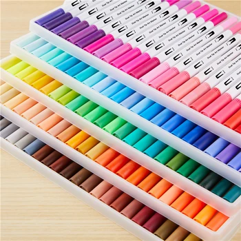 100 De Culori Dual Sfat Art Stilouri-Marker Acuarelă Markeri Stilou Desen Fine Liner Pictura Perie Rechizite 04350