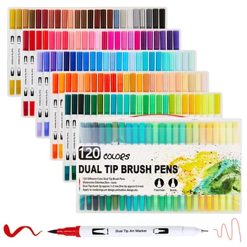 100 De Culori Dual Sfat Art Stilouri-Marker Acuarelă Markeri Stilou Desen Fine Liner Pictura Perie Rechizite 04350