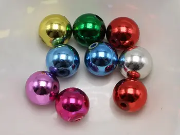 100 Mixte Metalice Culori Acrilice Margele Rotunde 12mm Crăciun Margele