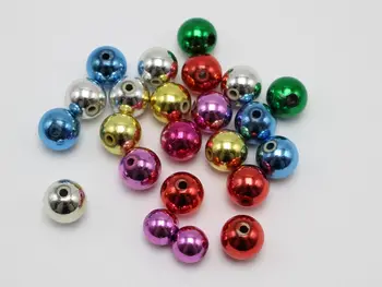 100 Mixte Metalice Culori Acrilice Margele Rotunde 12mm Crăciun Margele