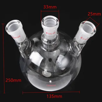 1000ml Comun 24/40 Fund Rotund Fask Balon de Sticlă de Laborator Fierbere Vas de Sticle de Laborator Încălzire Sticlă 3 Gât Laborator Consumabile