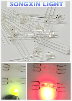 1000pcs Transparent Rotund Bicolor LED-uri de 3mm Bi-culoare Rosu Verde Anod Comun LED-Diodă Emițătoare de Lumină Lampă BIN-3 F3MM Diode LED