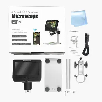 1000X Digital Wireless Wifi Microscop 4.3 Inch 1080P, Ecran Lcd de 8 Led-uri aparat de Fotografiat Lupa pentru Ios Android cu suport