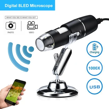 1000X Microscop Digital usb Wifi Microscop, Lupa Camera 8LED w/Stand pentru Android IOS iPhone iPad Microscop Digital