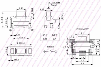100BUC/1000BUC 2x4mm Impermeabil Mini-Buton Comuta SMT Atingere Ușoară Moment Tact Buton Comutator (Mici)Pentru Cheie