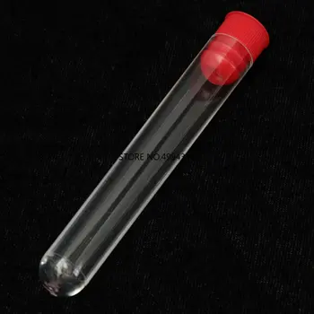 100buc 12x100mm de Plastic Clar eprubete cu albastru/roșu, dop de împingeți capacul de fel de experimente și teste