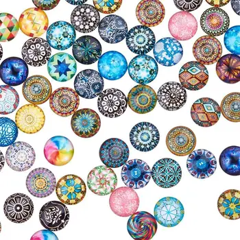 100buc/200pcs 10/12/14/16/18/20/25mm Amestecat Mozaic de Culoare Tipărite Jumătate de Pahar Rotund/Cupola Cabochons pentru Bijuterii DIY Concluziile