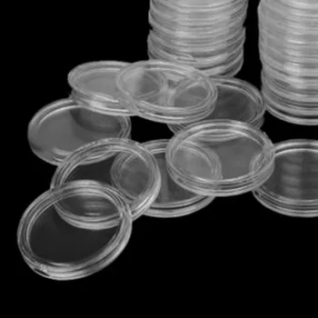 100buc 21mm Rotund din Plastic transparent Suportul Monede Capsule Cutie de Depozitare Clar Rotund de Afișare Cazuri, Deținătorii de Monedă