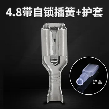 100buc 4.8 mm Faston Sertizare Terminale Conector de sex Feminin Cu Înveliș Transparent Inserat Primăvară 4.8 mm cu Auto-blocare Plug Izolator