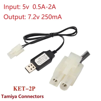 100buc 7.2 V 250mAh USB Incarcator Pentru acumulatori Ni-Cd Ni-MH Acumulator EL6.2-2P KET-2P Tamiya Mufa de Intrare DC 5V Ieșire 7,2 V Încărcător