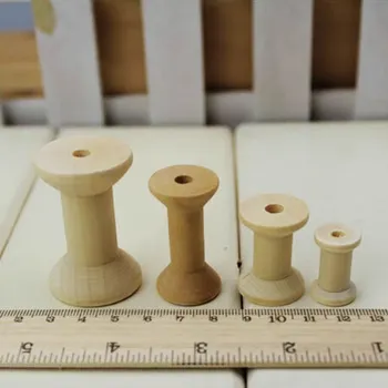 100buc Amestecat Dimensiune 2.5 cm/3 cm/4 cm/5 cm/culoare Naturala de Lemn Bobine stil Clasic instrument DIY din lemn rola Spool