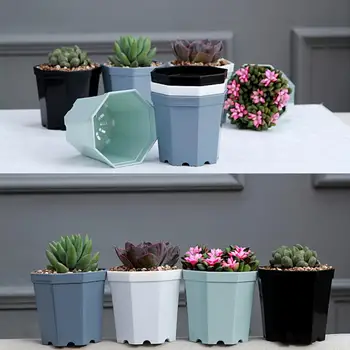 100buc Culoare Pură Grădină Ghiveci Planta de Origine Bonsai Vas de Plastic Moderne Octogon Ghivece Decorative Birou Suculente de Plantat
