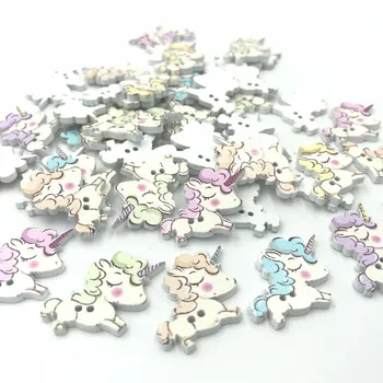100buc Desene animate Drăguț Unicorn Butoane din Lemn de cusut scrapbooking Copii Artizanat 25mm