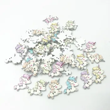 100buc Desene animate Drăguț Unicorn Butoane din Lemn de cusut scrapbooking Copii Artizanat 25mm