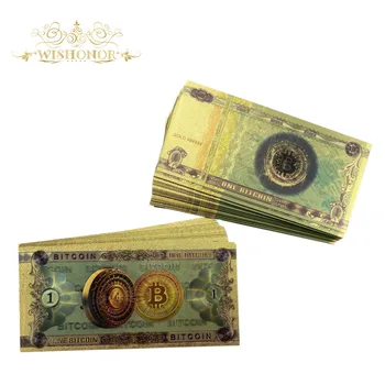 100buc/lot Frumos foita de Aur de Culoare, UN BITCOIN Bancnote BTC Facturile de Bancnote de Suveniruri Bancnote De Colectie