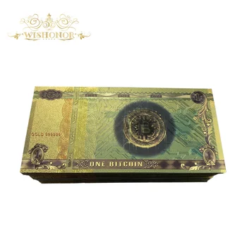 100buc/lot Frumos foita de Aur de Culoare, UN BITCOIN Bancnote BTC Facturile de Bancnote de Suveniruri Bancnote De Colectie