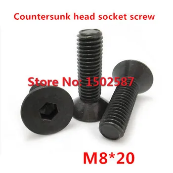 100buc/lot M8*20 Socket head Cap Înecat Șurub DIN7991 Plat Hex Cap Șurub Metric cu Filet din Oțel Negru