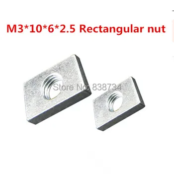 100buc m3*10*6*2.5 oțel cu alb de zinc dreptunghiulară piuliță piuliță pătrată pentru profile din aluminiu accesorii