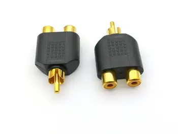 100buc Placat cu Aur RCA Adaptor Audio Y Splitter Plug, 1 Mascul la 2 Femele