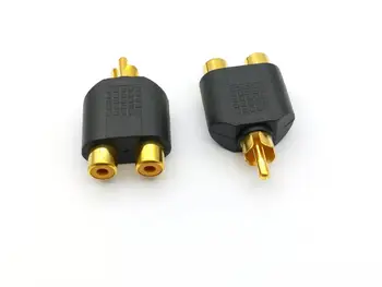 100buc Placat cu Aur RCA Adaptor Audio Y Splitter Plug, 1 Mascul la 2 Femele