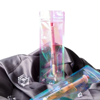 100buc Roz Transparent Cadou Pungă de Plastic Lung Holografic cu Fermoar Geanta de Plastic Machiaj Perie Ceas Bijuterii Sac de Ambalare